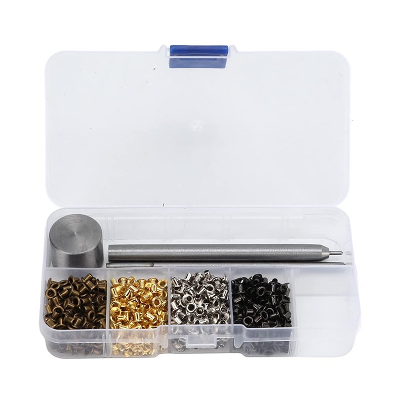 Chazcool Grommets Tool Metal Eyelets Kit, 2mm Mini Grommets Copper Metal Grommet Kit with 3pcs Install Tool Kit and Storage Box, Eyelets and Grommets for Shoes Clothes Crafts Bag Project - Image 1